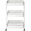 Urban Lifestyle 3 Tier Foldable Metal Rolling Storage Utility Cart, No Tools Assembly, Blush(White)