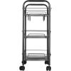 Urban Lifestyle 3 Tier Mesh All Purpose Utility Rolling Storage Cart, Silver(Black)
