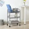 Urban Lifestyle 3 Tier Mesh All Purpose Utility Rolling Storage Cart, Silver(Silver)