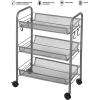 Urban Lifestyle 3 Tier Mesh All Purpose Utility Rolling Storage Cart, Silver(Silver)