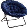 Urban Lifestyle Oversized Polycanvas Foldable Saucer Chair, Brown(Navy)