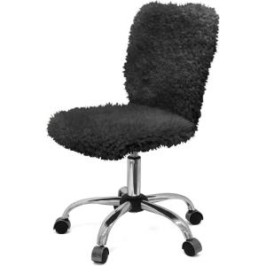 Urban Lifestyle Faux Fur Rolling Chair, One Size, Black(Black)