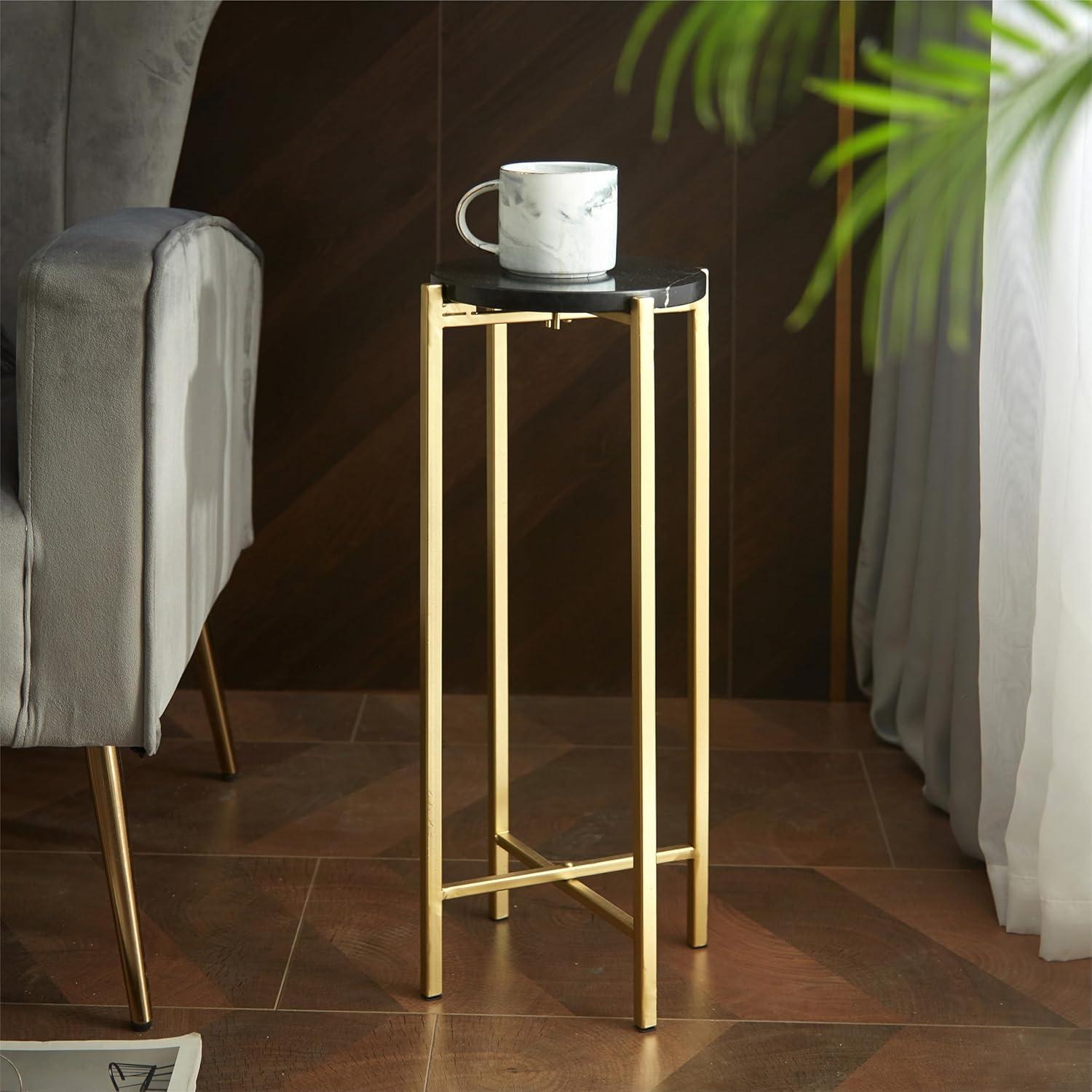 image:imageUrban Lifestyle Marble Side Drink Table Black 85 in x 85 in x 225 inBlack