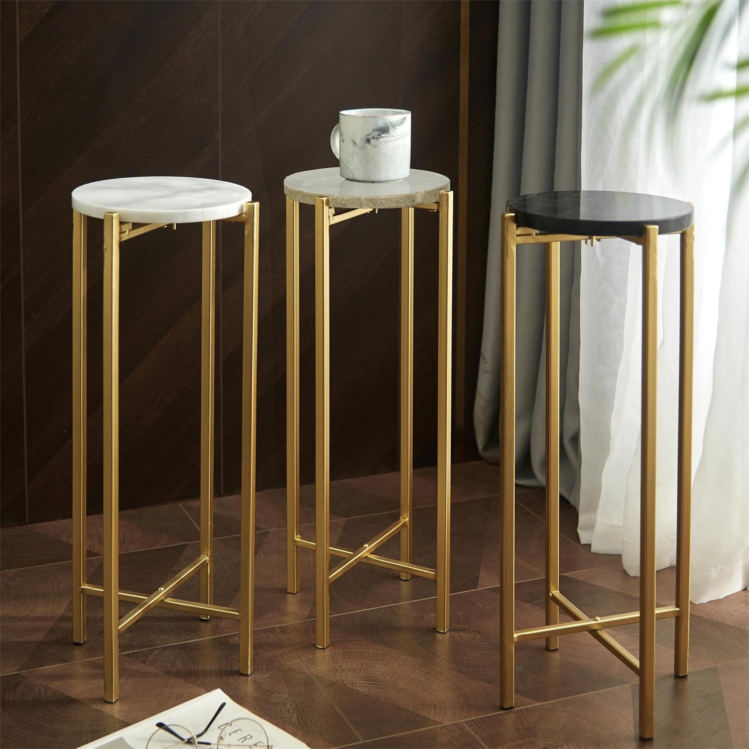 image:imageUrban Lifestyle Marble Side Drink Table Black 85 in x 85 in x 225 inWhite