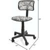 Urban Lifestyle Printed Rolling Task Chair, Love Chair Mesh 21D x 21W x 28H in(Zebra)