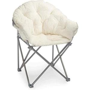 Urban Shop Sherpa Club Chair, Black 31.8D x 28.7W x 35.4H in(Ivory)